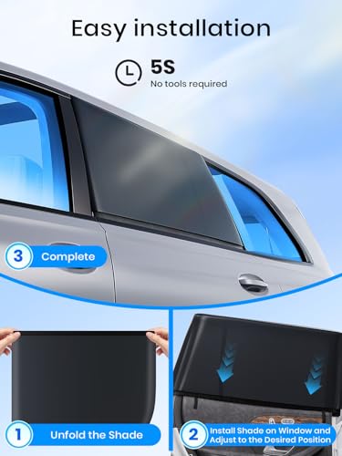 Doogoocoo Car Window Shades for Baby, [100% UV Block & Ice-Crystal Cooling] Breathable Car Shade for Back Window Universal Fit for SUV, Sedan, 2 Pack, Privacy & Safety (Large) - size: Large