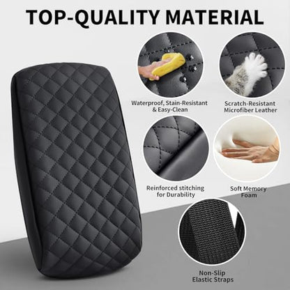 Center Console Armrest Cover Compatible with Toyota 4Runner 2010-2024 Accessories, Premium Leather Arm Rest Cover Pad, Car Middle Console Cover (Black) - size: 2010-2024 Toyota 4Runner