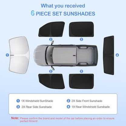 6pcs Car Window Shades for Dodge RAM 1500 Crew Cab 2019-2026 Accessories,Windshield Side Rear Full Sunshade,Sun Visor UV Blocking, Privacy Protection and Blackout for Camping Outdoor - size: for Dodge RAM 1500 2019-2025