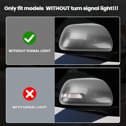 Compatible with 2012-2020 Toyota Sienna Right Side Mirror Cover Cap, Gray Passenger Side Clip-on Mirror Cap Replacement Without Turn Signal Light Replaces for 87915-08021-B1 - color: Right Gray