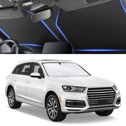SINGARO 300T Universal Car Windshield Sun Shade, Foldable Reflective for Windshield & Window Shades with Overlapping Design, Car Interior Accessories (55" L x 26.7" W) - size: Standard