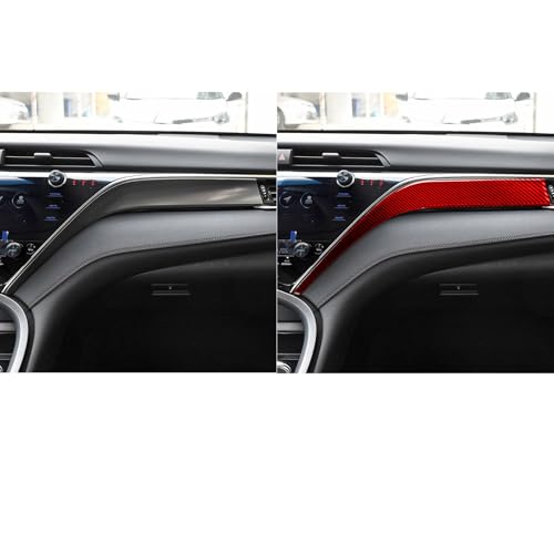 Durable Red Carbon Fiber Compatible with Toyota Camry 2018-2024 2019 2020 2021 2022 2023 Accessories Car Center Dashboard Right Side Trim Panel Cover Interior Trim Sticker Decal 2PCS - color: Dashboard Panel