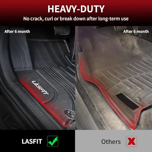 LASFIT Floor Mats for Hyundai Santa Fe 2021 2022 2023 (Only Fit Gas, Not Fit Hybrid or PHEV), All Weather TPE Custom Fit Car Floor Liners 1st & 2nd Row Mats Accessoires, Black - size: 2)For Hyundai Santa Fe | 2021-2023 | Gas