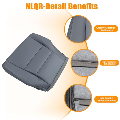 NLQR Driver and Passenger Side Bottom & Top Lean Back Replacement Seat Covers Leather Dark Gray Compatible with Honda CRV 2007 2008 2009 2010 2011 - color: Gray