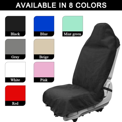 DXNQ 2PCS Car Towel Seat Cover, Waterproof Sweating Non-Slip Premium Soft Towel Carseat Protector, Universal Machine Washable Car Truck SUV Front Seat Cover for Gym Workout Beach Hiking (Black) - color: Black, 2pcs, Front
