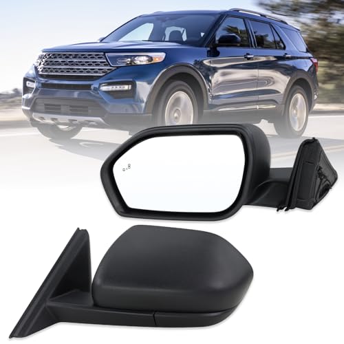 Left Driver Side Mirror Compatible With 2020-2026 Ford Explorer With Manual Folding Power Glass Blind Spot Black Replace#LB5Z17683AA(5Pins) - color: 5Pins-Blind Spot, size: L