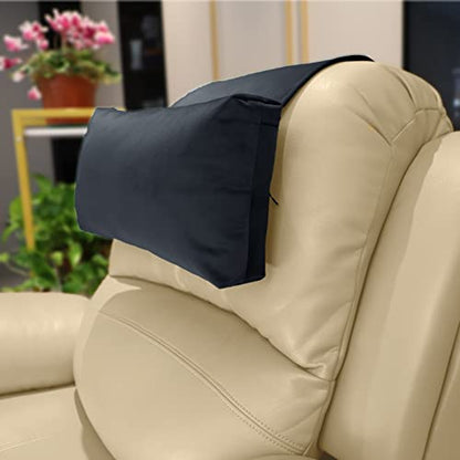 Headrest Pillow with Pearl Cotton Filling - Non-Slip Headrest Cushion for Recliners, Sofas and Loveseats (Black) - color: Black