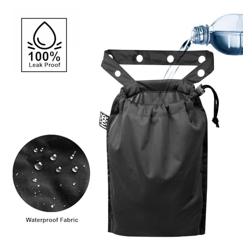 2 Pack Leakproof Car Trash Bags Detachable Waterproof Garbage Bags with Drawstring Hanging Organizer for Back Seat & Travel Black - color: Black & Black
