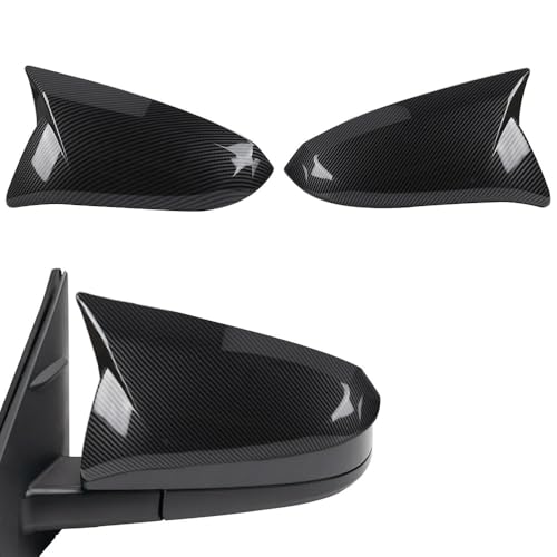 BOYUER Horn Door Mirror Covers,Carbon Fiber Adhesive Rearview Side Mirror Covers Caps For Toyota RAV4 2013-2018 Accessories - color: Carbon Gray