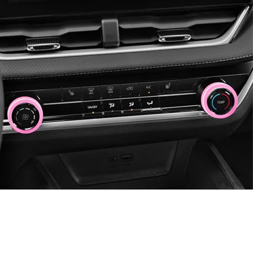 for 2025 2026 Chevrolet Equinox（No Equinox EV） Aluminum Interior Trim Accessories, Including air Conditioning Volume Controls, Shift Switch, and Starter knob Cover/Ring. (Pink) - color: pink