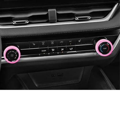 for 2025 2026 Chevrolet Equinox（No Equinox EV） Aluminum Interior Trim Accessories, Including air Conditioning Volume Controls, Shift Switch, and Starter knob Cover/Ring. (Pink) - color: pink