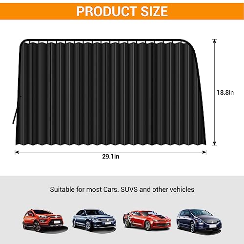ZATOOTO Car Side Window Sun Shades - Privacy Magnetic Black 2 Pcs Covers Blinds Curtains - Auto Accessories Sunshades Keeps Cooler Screen for Baby Sleeping - color: Black Faux Silk Louvered–Rear 2PCS