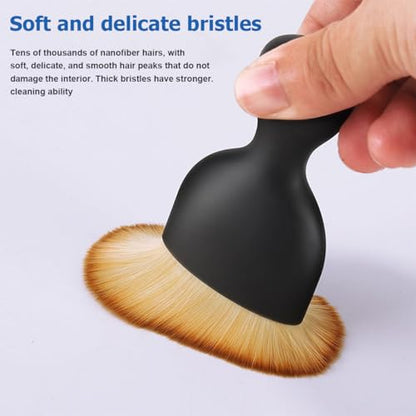 Osilly Car Detailing Brush, Auto Interior Soft Bristles Curved Cleaning Brush, Dust Collectors Dirt Removal Tool for Car Dashboard, Air Conditioner Vents, Leather, Computer, Scratch Free (White/Pink) - color: White/Pink
