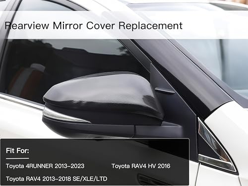 Carbon Fiber Left & Right Side Mirror Cover Cap Compatible with Toyota 4RUNNER 2013-2023, RAV4 2013-2018 SE/XLE/LTD, RAV4 HV 2016(Only for Models Without Side Camera) - size: Carbon Fiber(1 Pair)