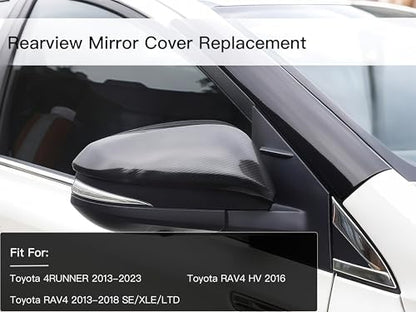 Carbon Fiber Left & Right Side Mirror Cover Cap Compatible with Toyota 4RUNNER 2013-2023, RAV4 2013-2018 SE/XLE/LTD, RAV4 HV 2016(Only for Models Without Side Camera) - size: Carbon Fiber(1 Pair)