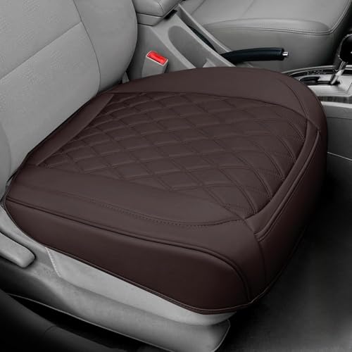 BEITK 1 Pack Leather Front Car Seat Cover Bottom Car Seat, Anti-Slip and Full Wrap Driver Car Seat Protectors, Luxury Waterproof Bottom Auto Seat Cushion Pad Mat for Most Vehicles(Coffee) - color: coffee-1pcs