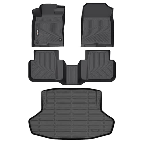 GINOWY-Floor Mats & Cargo Liner for Honda Civic Hybrid Sedan 2025 2026, TPE All Weather Civic Car Floor Mats, Non-Slip Trunk Mat Civic Floor Liners Accessories Black - style: 14) for Honda Civic Hybrid Sedan 2025-2026 Full Set