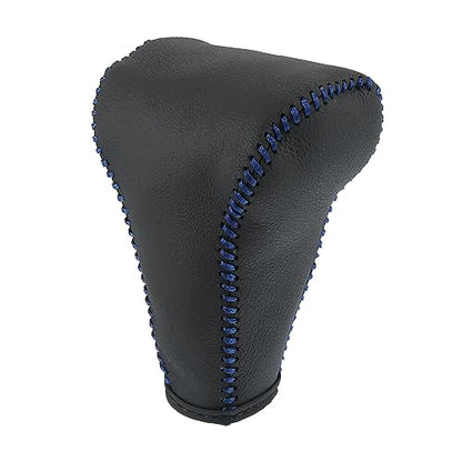 X AUTOHAUX Black Car Interior Faux Leather Gear Shifter Shift Knob Cover Transmission Shift Boot Lever for Honda CR-V 2017-2021 Blue Stitches - color: Blue