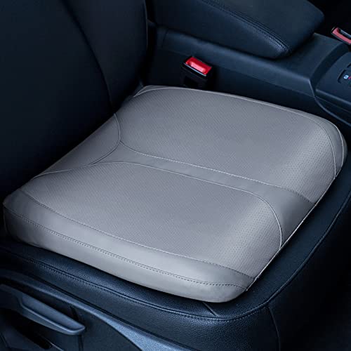 Leather Car Memory Foam Heightening Seat Cushion for Short People Driving, Hip(Coccyx/Tailbone) and Lower Back Pain Relief, Adult Booster Seat for Car, Truck,SUV,Office Chair,Wheelchair. - color: Gray Leather