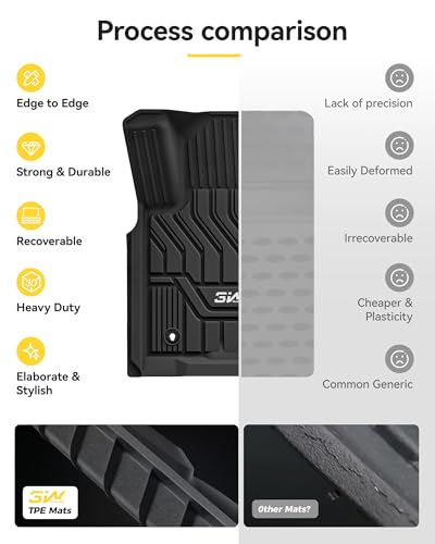 3W Floor Mats Fit for Nissan Armada 2017 2018 / Infiniti QX80 2014-2018 / Infiniti QX56 2011-2013, All Weather TPE Custom Fit Car Accessories 1st and 2nd Row Full Set Car Mats, Black - size: 2.Armada|17-18|Floor Mats