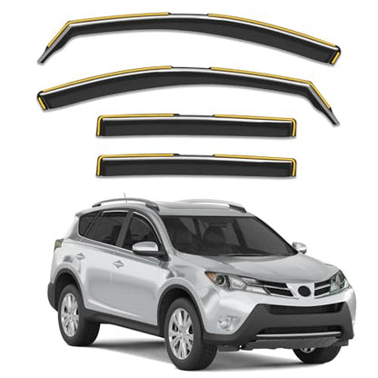 in-Channel Window Rain Guards Fit for Toyota RAV4 2013-2018,Rain Guards Visors Vent Visors Window Deflector, Vent Shades Car Accessories -4 pcs - size: Fit for 2013-2018 Toyota RAV4