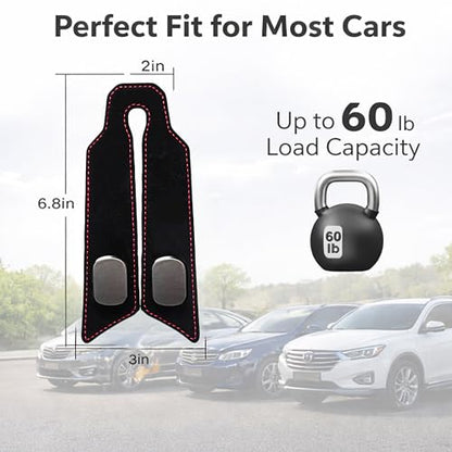 Premium Leather Car Headrest Hooks for Purses, 2 Pack Heavy Duty Car Seat Hooks, 360° Rotatable Back Seat Hanger Organizer, Metal Car Hooks for Bags, Groceries, Handbags (2, Black) - color: Black
