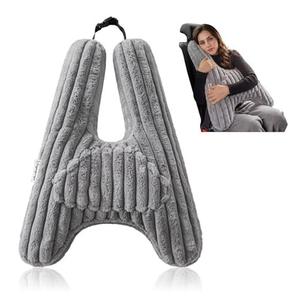 HIGOGOGO Washable Travel Pillow, Car Pillow for Kids & Adults, Upgraded Travel Pillows with Removable Soft Cover and High-Support Foam, Fix Neck and Body Sitting/Sleeping on The Trip, Dark Grey - color: A-dark Grey