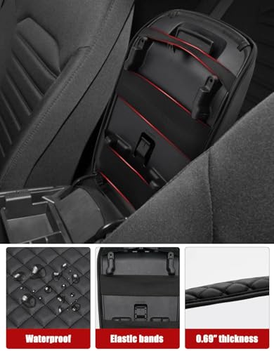 KBH Center Console Armrest Cover for Ford Fusion 2013 2014 2015 2016, Middle Console Lid Covering, Arm Rest Cushion Pad, Vinyl Leather Trim, Anti-Scratch, Black