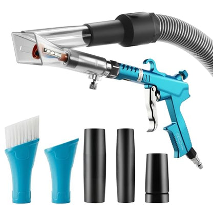 GOCCIDA 2IN1 Car Interior Detailing Air Blow Gun & vacunm Gun with Adjustable Air Flow Nozzle,Cleaning Gun Quickly Blasts Dirt and Dust from Surface Works with Air Compressor(Upgrade Rotate Tube) Blue - color: blue