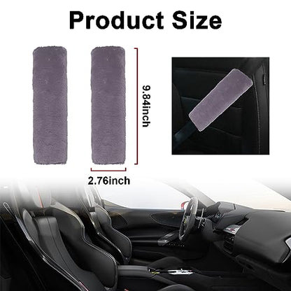 Ziciner 2 Packs Car Seatbelt Covers Shoulder Pad, Universal Soft Faux Sheepskin Shoulder Cover for Comfortable Driving, Fluffy Seat Belt Protector Help to Protect Your Neck and Shoulder (Grey) - color: Grey