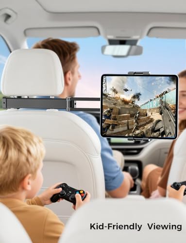 PLDHPRO Car Headrest Tablet Holder for Backseat, 3 in 1 Adjustable Aluminum Alloy Arm Tablet Mount for Back Seat, Road Trip Essentials for Kids for iPad, Galaxy, Fire HD, 5.1''-15.6'' Devices - size: tri-fold