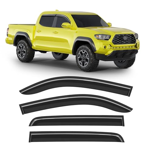 Extra-Thick Window Rain Guard for Toyota Tacoma Double Cab 2016-2023 Rain Guards Tape-on Side Truck Window Visors Full-Size Vent Visor Window Deflectors Vent Shades Car Accessories - size: Fit for 2016-2023 Toyota Tacoma