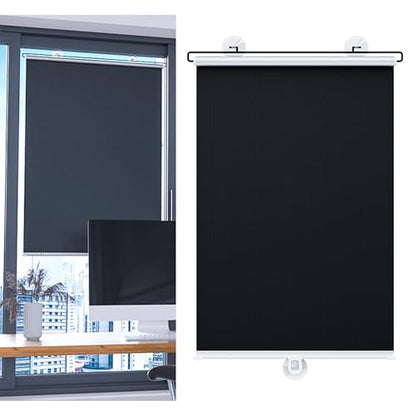No Drilling Retractable Roller Window Shades (2 Pack), Suction Cups Window Shade Removable Blackout Window Cover Easy to Install for Living Room Bedroom Car Window Office Bathroom (19.6"x49") - size: 19.6"x49"