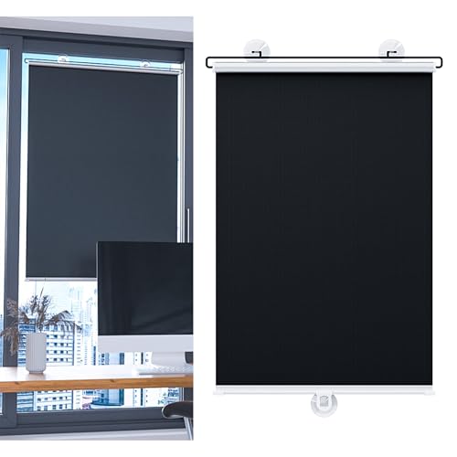 No Drilling Retractable Roller Window Shades (2 Pack), Suction Cups Window Shade Removable Blackout Window Cover Easy to Install for Living Room Bedroom Car Window Office Bathroom (19.6"x49") - size: 19.6"x49"