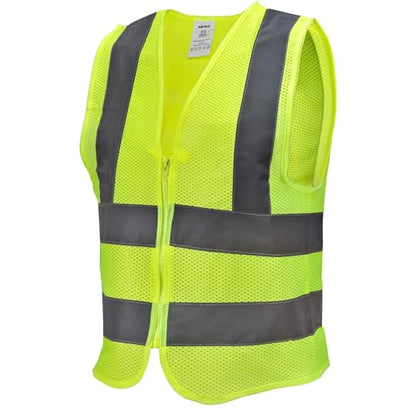 NEIKO Mesh Safety Vest, High Visibility Vest, Reflective Strips, Zipper Front, Reflective Vest For Men & Women, Work Vest, Security Vest, Hi Vis Mesh Neon Yellow Vest 4X-Large 54077A - size: 4X-Large, style: Mesh