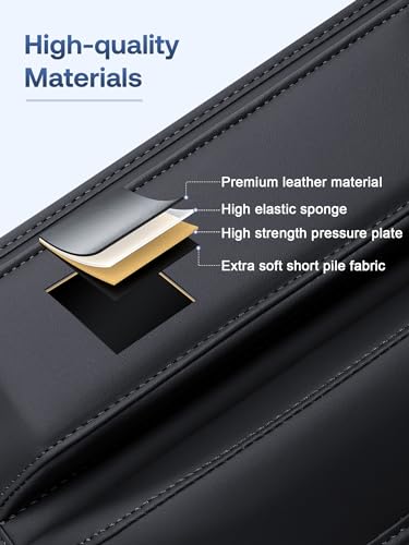 Premium Leather Car Seat Gap Filler Organizer (0.2”-1.2" Gaps), Clever Gifts for Car SUV Truck Owners (Black, 2 Pack) - color: 02 Black, 2 Pack
