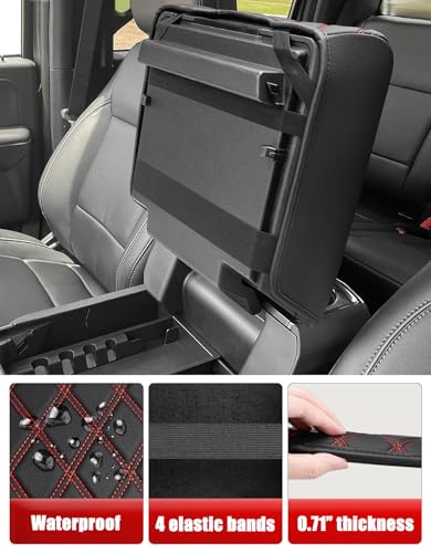 KBH Center Console Armrest Cover for 2021-2026 Ford F150, Middle Console Lid Protector, Arm Rest Box Cushion, Anti-Scratch, Black-Red Stitch (Fits Bucket Seat Console Only) - size: Bucket Seat, 21-26 F150, Red Stitch