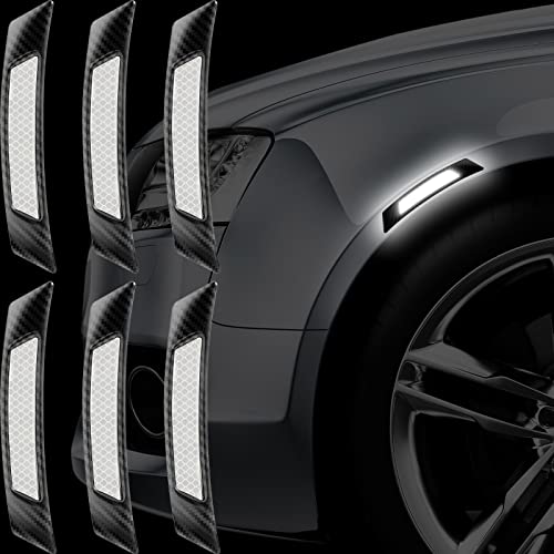6 Pieces Car Reflective Trim Carbon Fiber Side Marker Stickers Automotive Exterior Accessories Door Reflector Guard for Car SUV Pickup Truck Wheel Well Arch or Side Bumper Fenders (Black and White) - color: Black and White