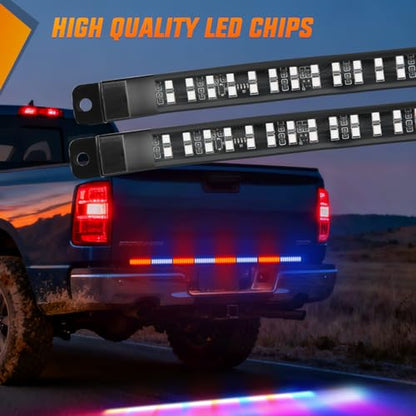 Nilight 60 Inch Emergency Strobe Light Strips with Controller, 384LED Flashing Warning Hazard Safety Rear Window Tailgate Lights for Truck Trailer Construction Plow Pickup Tow SUV Vehicles, Red Blue - color: 60" Tailgte Strobe w/ Controller Red Blue