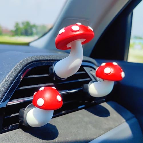 Cute Car Air Freshener Vent Clips, 3D Design Mushroom Diffuser Vent Clip, Air Conditioning Decoration Car Accessories for Women and Men