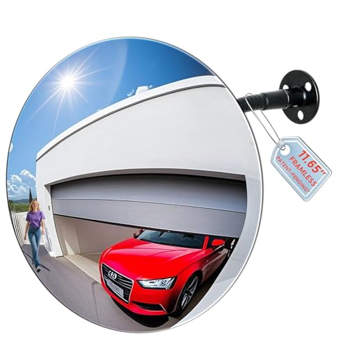 11.65 Inch Frameless 1.8mm Thick Acrylic Convex Mirror - Adjustable Wide Angle View Indoor Security Mirror for Garage Parking Warehouse Office and Corner Security Traffic - size: 11.65'