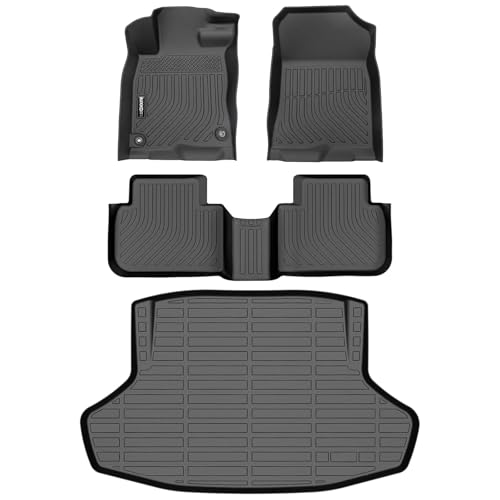 Auxko All Weather Floor & Cargo Mat for Honda Civic Sedan 2026 2025-2022 (Not for Hatchback or Hybrid) TPE Rubber Liners Set All Season Guard Odorless Anti-Slip Floor Mats Trunk Mat - size: civic sedan|2022-2026|floor+cargo mats