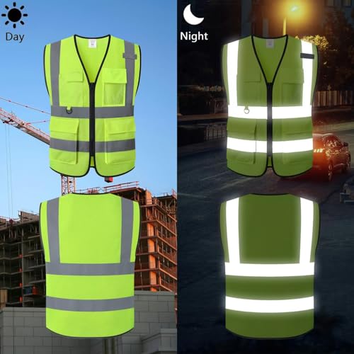Safety Vest for Men Women Hi Vis Vest with Pockets Mesh High Visibility Vests Meets ANSI/ISEA Standards - color: 20-yellow, size: Large