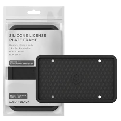 Rightcar Solutions Car Plate Frame, Silicone License Plate Frame, Rust-Proof Rattle-Proof Weather-Proof License Plate Holder for Front or Rear, Black, 1 Pack - color: Black