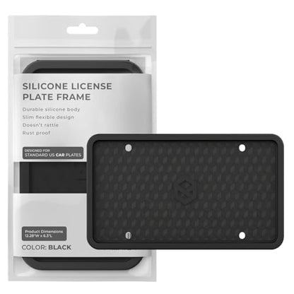 Rightcar Solutions Car Plate Frame, Silicone License Plate Frame, Rust-Proof Rattle-Proof Weather-Proof License Plate Holder for Front or Rear, Black, 1 Pack - color: Black