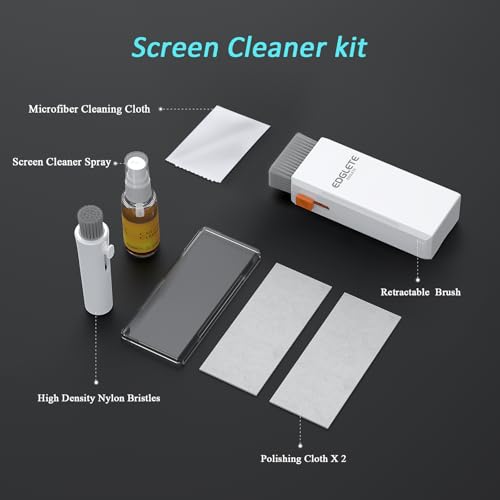 Edglete Car Screen Cleaner Spray and Wipe, Car Interior Cleaner Detailing Kit Screen Cleaning Tool for Touchscreen Display Dashboard, Car Detailing Brush for Tesla Jeep BMW Honda Benz Chevy