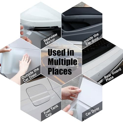 Car Door Edge Trim,Universal Door Sill Protector,Transparent Carbon Fiber Front/Rear Bumper Guard,Automotive Scratch Cover Strip Sticker(2.76" x33FT,White Carbon Fiber) - color: White Carbon Fiber-2.76"x33ft