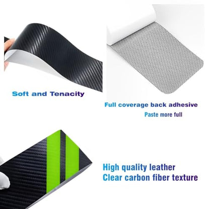 4PCS Door Sill Scratch Protector Stickers Compatible with Challenger Charger Car Threshold Protection Stickers Thickened Carbon Fiber Textured Leather Material Anti-Scratch （Green） - color: Green