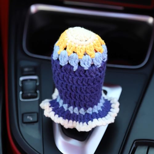 Crochet Shift Knob Cover, Universal Cute Handmade Sunflower Boho Car Accessories for Women, Car Shift Boots Knobs Cover Automotive Interior Fits Car Truck SUV (69#SC) - color: 69#SC