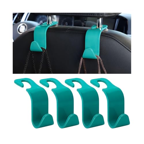 Car Seat Headrest Hook, 4PCS Vehicle Seat Back Hanger Storage Organizer for Purse Bag Coat, Auto Interior Hanging Holder Organization Accessories, Universal for SUV Sedan Truck (Cyan) - color: Cyan